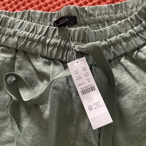 I.crew linen drawstring, army green pant - Picture 2 of 2